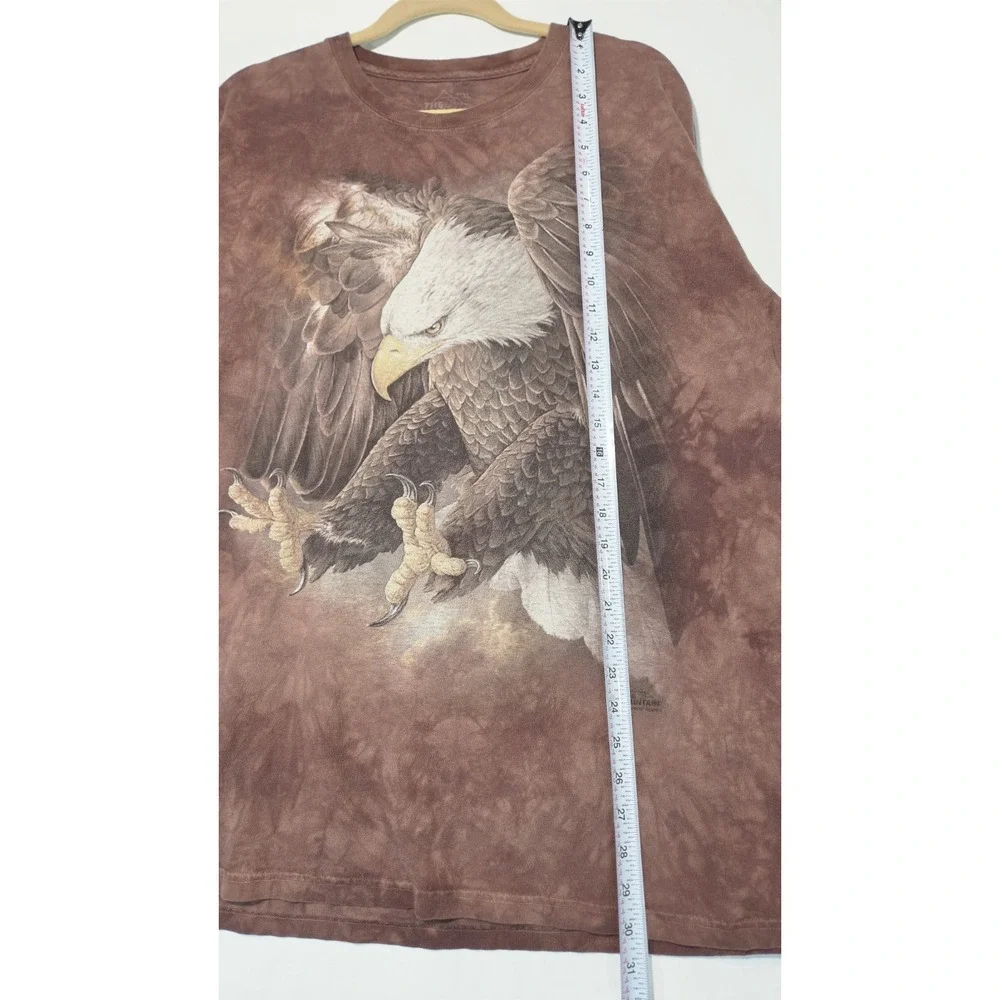 2014 The Mountain Eagle Graphic T-Shirt XL Tie Dyed Rustic Earthy Brown Patriot